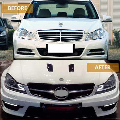 Griglie di auto Mercedes-Benz Classe C W204 Modificate a Griglia del paraurti anteriore stile C63 AMG